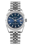 Rolex Datejust 31 Blue Dial Dome Set With Diamonds Bezel Jubilee Ladies Watch 178344