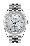 Rolex Datejust 31 White Mother of Pearl Diamond Dial Dome set with Diamonds Bezel Jubilee Ladies Watch 178344