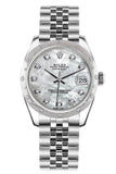 Rolex Datejust 31 White Mother Of Pearl Diamond Dial Dome Set With Diamonds Bezel Jubilee Ladies
