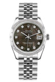 Rolex Datejust 31 Black Mother Of Pearl Diamond Dial Dome Set With Diamonds Bezel Jubilee Ladies