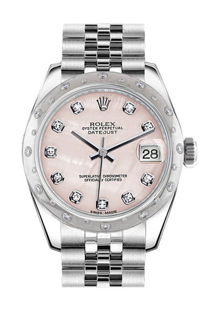 Rolex Datejust 31 Pink Mother Of Pearl Diamond Dial Dome Set With Diamonds Bezel Jubilee Ladies