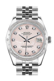 Rolex Datejust 31 Pink Mother Of Pearl Diamond Dial Dome Set With Diamonds Bezel Jubilee Ladies