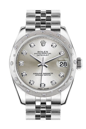 Rolex Datejust 31 Silver Diamond Dial Dome Set With Diamonds Bezel Jubilee Ladies Watch 178344 /
