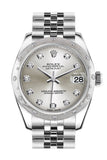 Rolex Datejust 31 Silver Diamond Dial Dome Set With Diamonds Bezel Jubilee Ladies Watch 178344 /