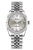 Rolex Datejust 31 Silver Diamond Dial Dome Set With Diamonds Bezel Jubilee Ladies Watch 178344