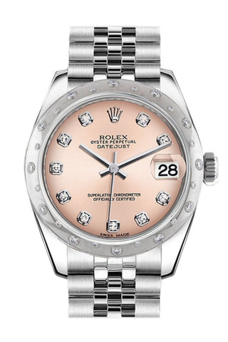 Rolex Datejust 31 Pink Diamond Dial Dome Set With Diamonds Bezel Jubilee Ladies Watch 178344 / None