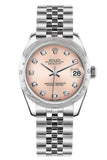 Rolex Datejust 31 Pink Diamond Dial Dome Set With Diamonds Bezel Jubilee Ladies Watch 178344