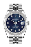 Rolex Datejust 31 Blue Diamond Dial Dome Set With Diamonds Bezel Jubilee Ladies Watch 178344 / None