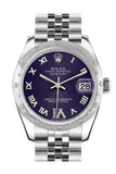 Rolex Datejust 31 Purple Roman Large Vi Diamond Dial Dome Set With Diamonds Bezel Jubilee Ladies