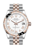 Rolex Datejust 31 White Roman Dial Diamond Bezel Jubilee Rose Gold Two Tone Watch 278341RBR 278341