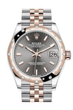 Rolex Datejust 31 Dark Rhodium Dial Diamond Bezel Jubilee Rose Gold Two Tone Watch 278341Rbr 278341
