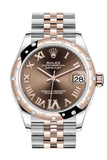Rolex Datejust 31 Chocolate Large VI Diamonds Dial Diamond Bezel Jubilee Rose Gold Two Tone Watch 278341RBR 278341