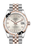 Rolex Datejust 31 Silver Diamonds Dial Diamond Bezel Jubilee Rose Gold Two Tone Watch 278341RBR 278341