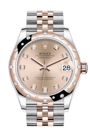 Rolex Datejust 31 Rosé Colour Diamonds Dial Diamond Bezel Jubilee Rose Gold Two Tone Watch