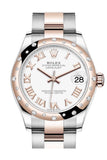 Rolex Datejust 31 White Roman Dial Diamond Bezel Rose Gold Two Tone Watch 278341RBR 278341