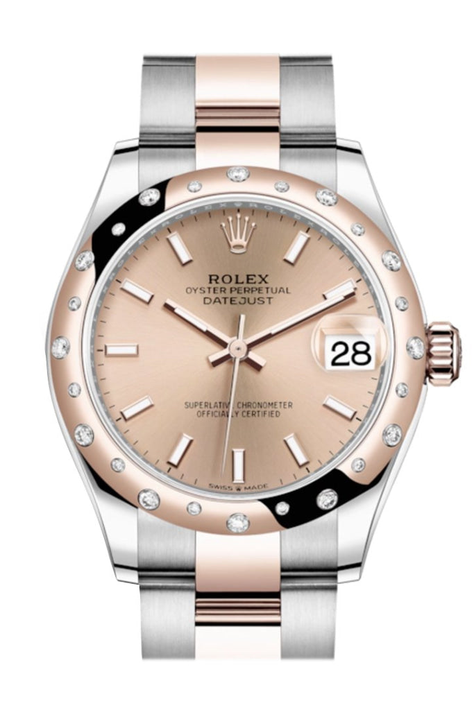 Rolex Datejust 31 Rosé Colour Index Dial Diamond Bezel Rose Gold Two Tone Watch 278341Rbr 278341