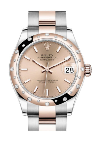 Rolex Datejust 31 Rosé Colour Index Dial Diamond Bezel Rose Gold Two Tone Watch 278341Rbr 278341