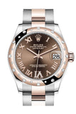 Rolex Datejust 31 Chocolate Large VI diamonds Dial Diamond Bezel Rose Gold Two Tone Watch 278341RBR 278341
