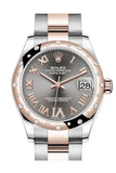 Rolex Datejust 31 Rhodium Large VI diamonds Dial Diamond Bezel Rose Gold Two Tone Watch 278341RBR 278341