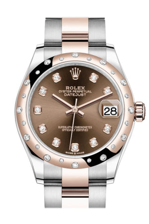 Rolex Datejust 31 Chocolate Diamonds Dial Diamond Bezel Rose Gold Two Tone Watch 278341Rbr 278341