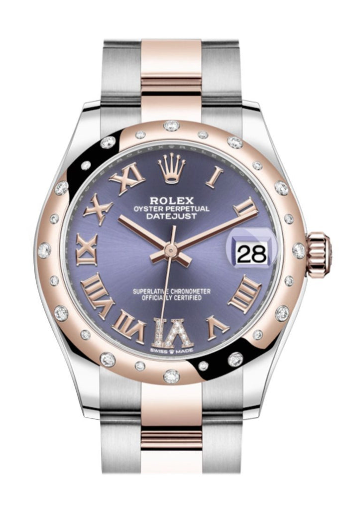 Rolex Datejust 31 Aubergine Large Vi Diamonds Dial Diamond Bezel Rose Gold Two Tone Watch 278341Rbr