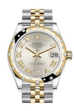 Rolex Datejust 31 Silver Large VI diamonds Dial Diamond Bezel Jubilee Yellow Gold Two Tone Watch 278343RBR 278343 NP