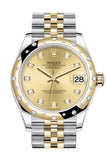 Rolex Datejust 31 Champagne Diamonds Dial Diamond Bezel Jubilee Yellow Gold Two Tone Watch 278341Rbr
