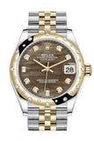 Rolex Datejust 31 Black mother-of-pearl diamonds Dial Diamond Bezel Jubilee Yellow Gold Two Tone Watch 278341RBR 278343
