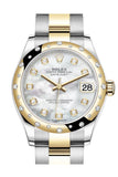Rolex Datejust 31 White mother-of-pearl diamonds Dial Diamond Bezel Yellow Gold Two Tone Watch 278341RBR 278343 NP