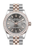Rolex Datejust 31 Dark Rhodium Dial Diamond Bezel Rose Gold Two Tone Jubilee Watch 278381RBR 278381