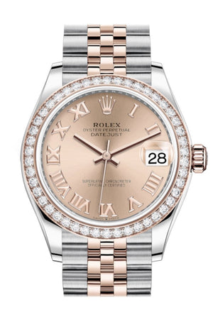 Rolex Datejust 31 Rosé Roman Dial Diamond Bezel Rose Gold Two Tone Jubilee Watch 278381Rbr 278381