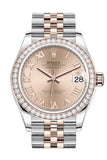 Rolex Datejust 31 Rosé Roman Dial Diamond Bezel Rose Gold Two Tone Jubilee Watch 278381RBR 278381