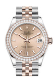 Rolex Datejust 31 Rosé Dial Diamond Bezel Rose Gold Two Tone Jubilee Watch 278381RBR 278381