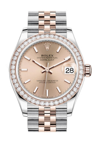 Rolex Datejust 31 Rosé Dial Diamond Bezel Rose Gold Two Tone Jubilee Watch 278381Rbr 278381