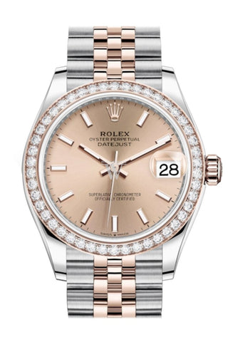 Rolex Datejust 31 Rosé Dial Diamond Bezel Rose Gold Two Tone Jubilee Watch 278381Rbr 278381