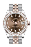 Rolex Datejust 31 Chocolate Diamonds Dial Diamond Bezel Rose Gold Two Tone Jubilee Watch 278381RBR 278381