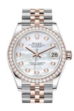 Rolex Datejust 31 White mother-of-pearl Diamonds Dial Diamond Bezel Rose Gold Two Tone Jubilee Watch 278381RBR 278381