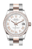 Rolex Datejust 31 White Dial Diamond Bezel Rose Gold Two Tone Watch 278381RBR 278381