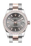 Rolex Datejust 31 Dark Rhodium Dial Diamond Bezel Rose Gold Two Tone Watch 278381Rbr 278381