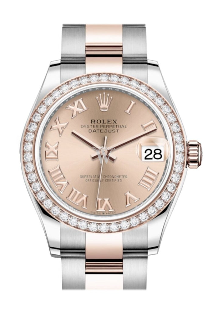 Rolex Datejust 31 Rosé Roman Dial Diamond Bezel Rose Gold Two Tone Watch 278381Rbr 278381