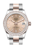 Rolex Datejust 31 Rosé Dial Diamond Bezel Rose Gold Two Tone Watch 278381RBR 278381