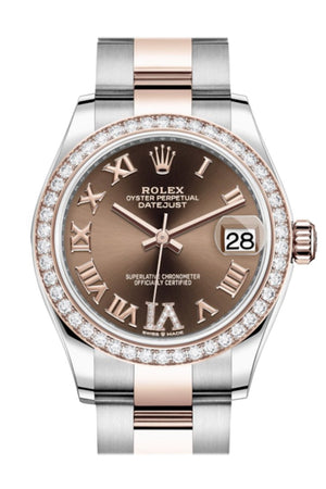 Rolex Datejust 31 Chocolate Vi Diamonds Dial Diamond Bezel Rose Gold Two Tone Watch 278381Rbr 278381