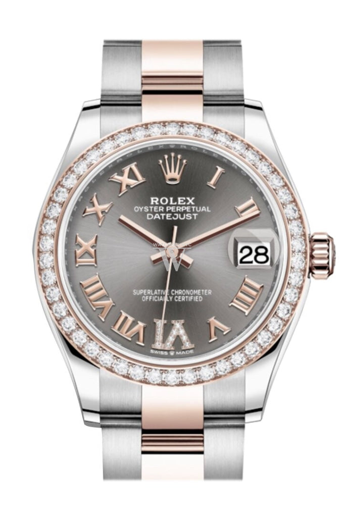 Rolex Datejust 31 Rhodium Vi Diamonds Dial Diamond Bezel Rose Gold Two Tone Watch 278381Rbr 278381
