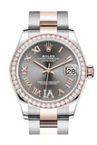 Rolex Datejust 31 Rhodium VI Diamonds Dial Diamond Bezel Rose Gold Two Tone Watch 278381RBR 278381