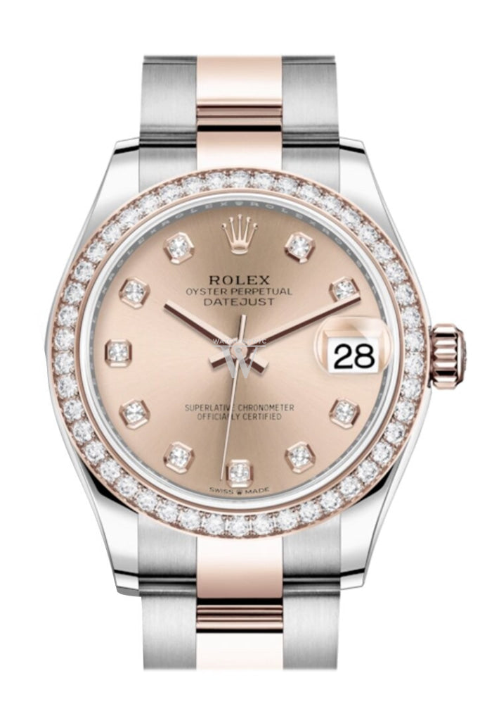 Rolex Datejust 31 Rosé Diamonds Dial Diamond Bezel Rose Gold Two Tone Watch 278381Rbr 278381