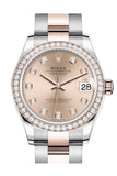 Rolex Datejust 31 Rosé Diamonds Dial Diamond Bezel Rose Gold Two Tone Watch 278381RBR 278381