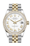 Rolex Datejust 31 White Roman Dial Diamond Bezel Yellow Gold Two Tone Jubilee Watch 278383RBR 278383