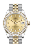 Rolex Datejust 31 Champagne Diamonds Dial Diamond Bezel Yellow Gold Two Tone Jubilee Watch 278383Rbr