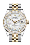Rolex Datejust 31 White Mother-Of-Pearl Diamonds Dial Diamond Bezel Yellow Gold Two Tone Jubilee