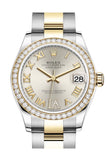 Rolex Datejust 31 Silver VI Diamonds Dial Diamond Bezel Yellow Gold Two Tone Watch 278383RBR 278383